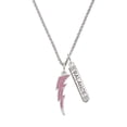 thumbnail image 1 of Delight Jewelry Silvertone Large Hot Pink Crystal Lightning Bolt Silvertone Balance Bar Charm Necklace, 23", 1 of 4