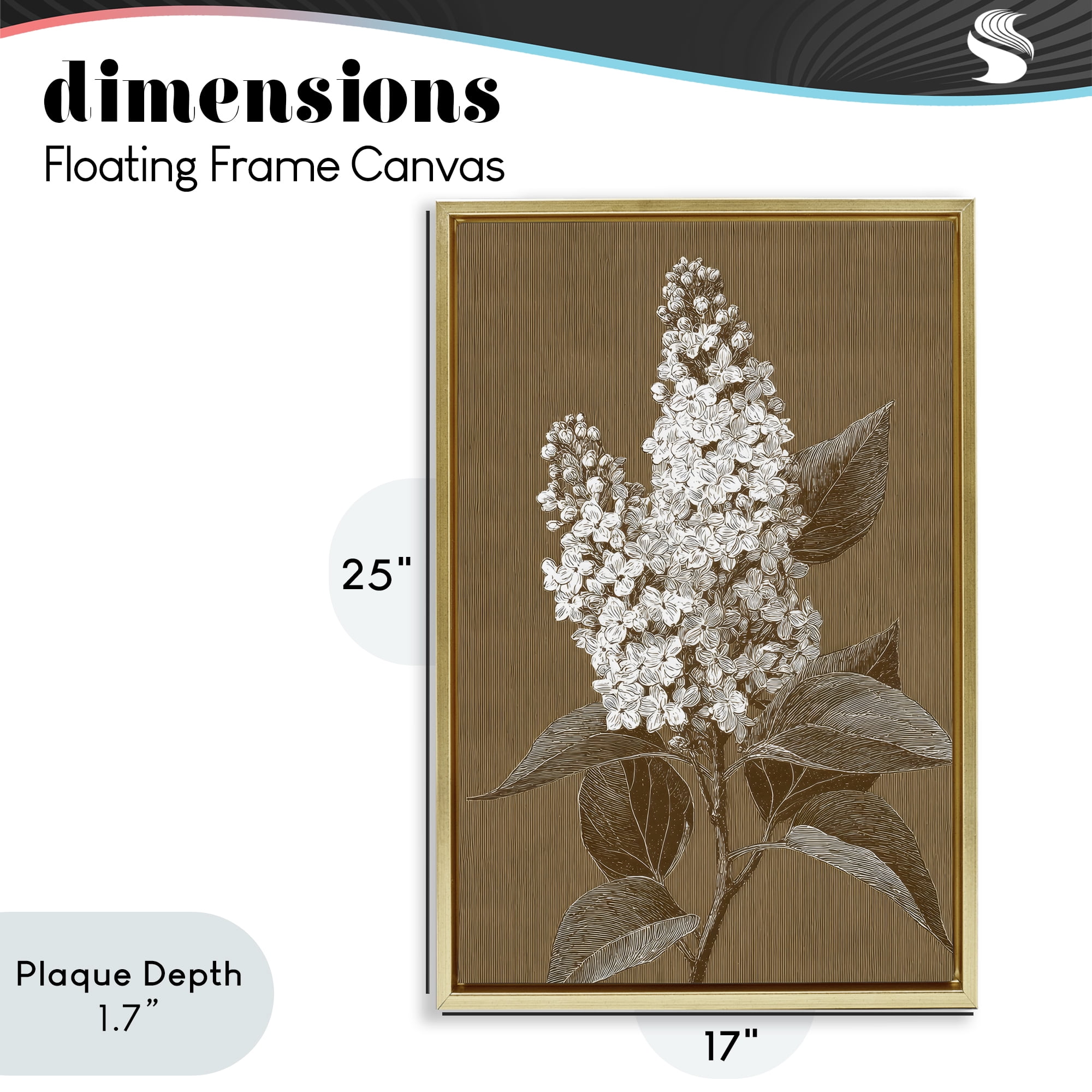 Stupell Industries Vintage Striped Lilac Study Gold Framed Floater Canvas Wall Art, design by Petal Prints Design