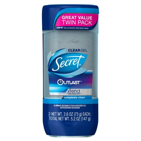 (4 count) Secret Outlast Xtend Clear Gel Completely Clean Antiperspirant and Deodorant 2.6 oz, 2 twin