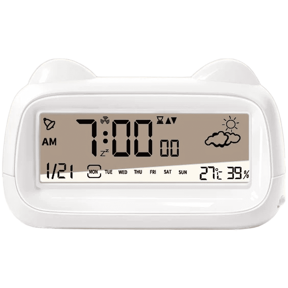 Transparent Lcd Digital Alarm Clock With Calendar Timer Temperature Humidity