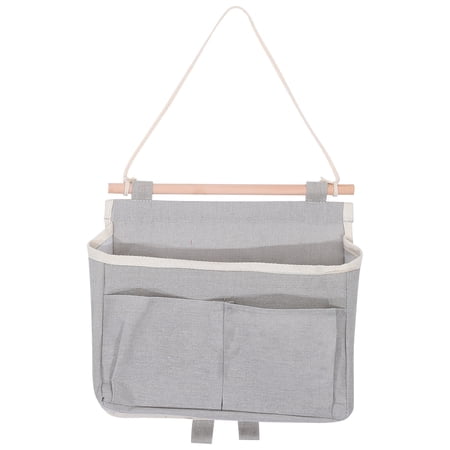 Grey Cotton Hanging Wall Storage Bag for Home Use Breathable and 7.87 x3.94 x11.81