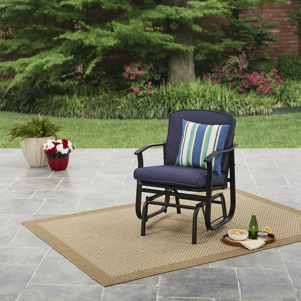 Mainstays Belden Park Outdoor Glider Chair for Patio and Garden, Navy