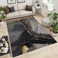 thumbnail image 2 of Black Gray Marble Area Rugs, Golden Trace Lines Entrance Carpet, 3D Carpet Soft Feel Easy to Clean Fine Fluff Apply to Farmhouse Bedroom Area,5x8ft, 2 of 6