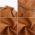 thumbnail image 5 of BVnarty Women's Jacket Coat Solid Color Plus Size Shacket Jacket Casual Lapel Long Sleeve Zipper Leather Motor Jacket Cropped Tops Winter Fashion Top Lightweight Gold XXL, 5 of 5