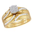 thumbnail image 2 of Solid 10K Yellow Gold His and Hers Trio Three Rings Set Real Natural Diamond Cluster Matching Rings Wedding Band Set 3/8 Carat ( .40 Cttw ) - (L = 5, M = 9.5), 2 of 7