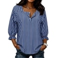 thumbnail image 2 of Guluxicc Women's Striped Shirts Scoop Neck Button Short Sleeve Basic Tops for Summer Casual Outfits, 2 of 8