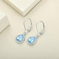 thumbnail image 3 of Divine Creation 1.50 Ct Pear Cut Aquamarine & Diamond Leverback Drop Dangle Earring's 14K White Gold Plated 925 Sterling Silver For Women's, 3 of 4