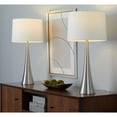 thumbnail image 4 of Grandview Gallery 29" Brushed Nickel Metal Table Lamp Set with Hourglass Body Design and White Textured Linen Tapered Drum Shades - Modern Lighting for Any Room (Set of 2), 4 of 6