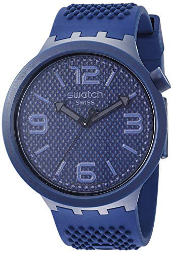 Swatch Big Bold Quartz Silicone Strap, Blue, 24 Casual Watch 