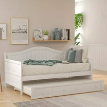 Harper & Bright Designs Twin Daybed Wood Sofa Bed for Bedroom Living Room with Trundle, White