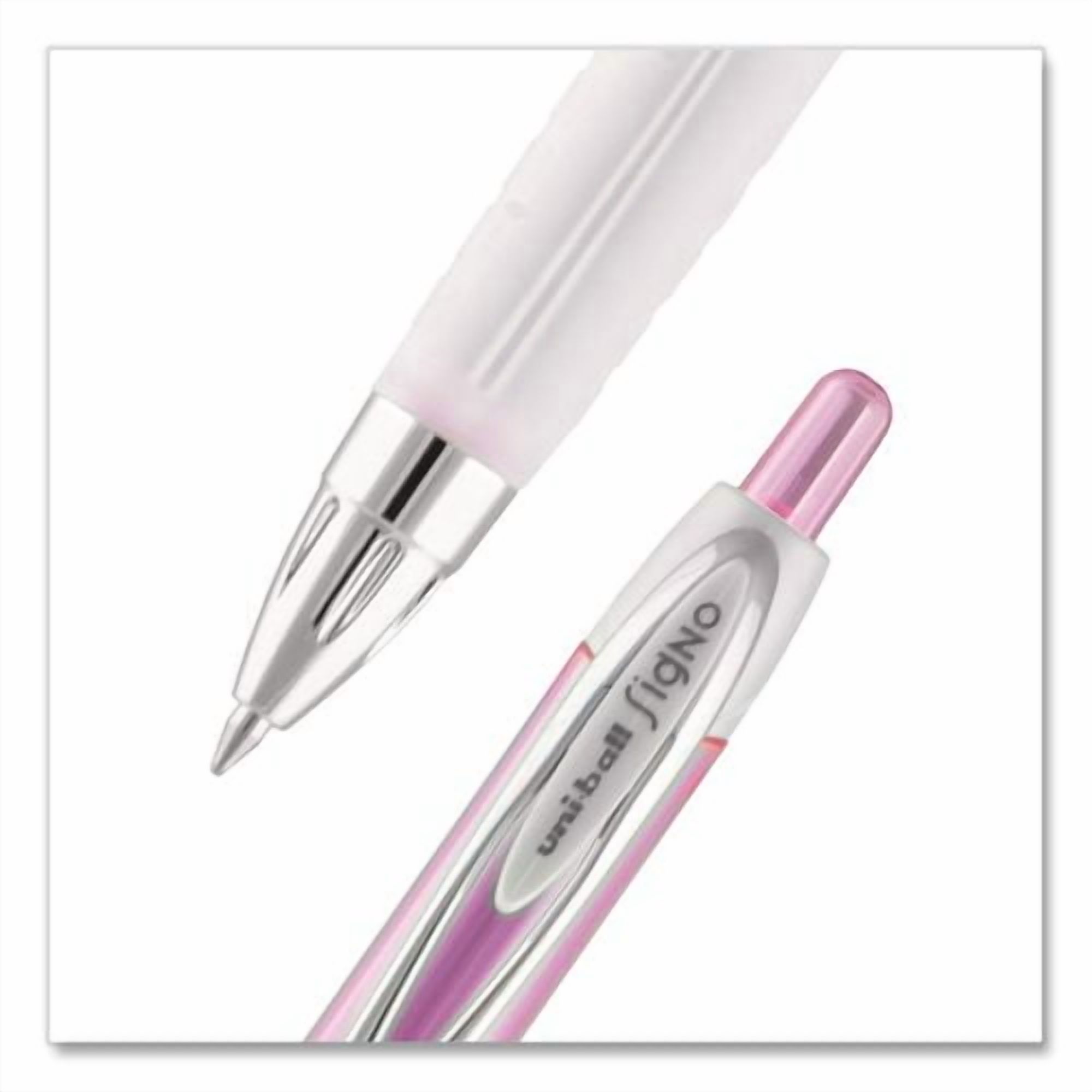 Signo 207 City of Hope Edition Gel Pen, Retractable, Medium 0.7 mm, Black Ink, Translucent Pink/Whit | Bundle of 2