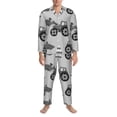thumbnail image 3 of Salouo Gray Tractor Print Button-Front Long Sleeve Pajama Set for Men, Soft 2Pjs Men's Long Sleeve Sleepwear-Medium, 3 of 7