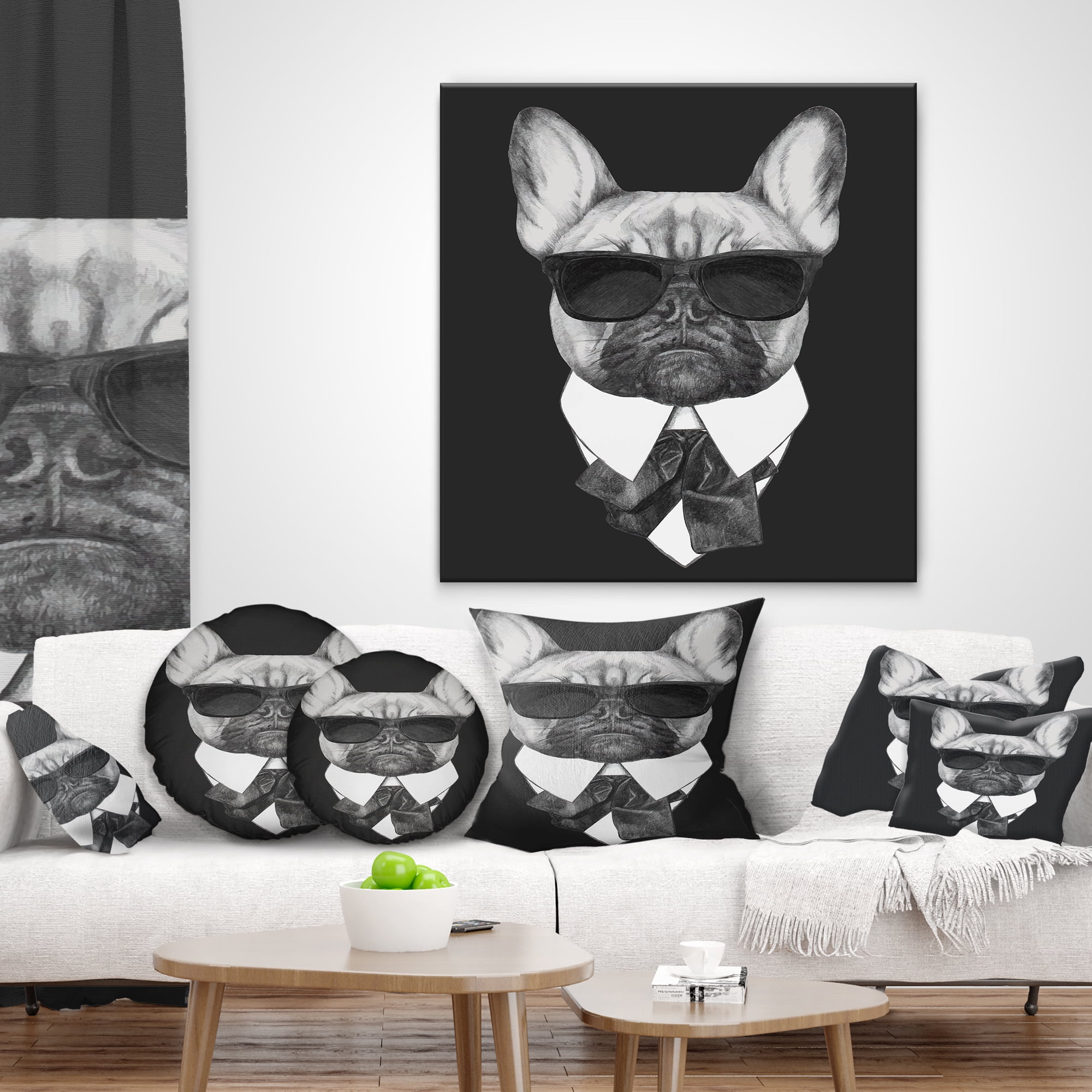 Designart French Bulldog Fashion Portrait - Animal Throw Pillow - 16x16