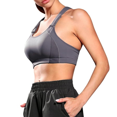 

Gotoly Womens Wirefree High Impact Racerback Sports Bras Front Adjustable Workout Tops Bounce Control Gym Activewear Bra(Gray XX-Large)