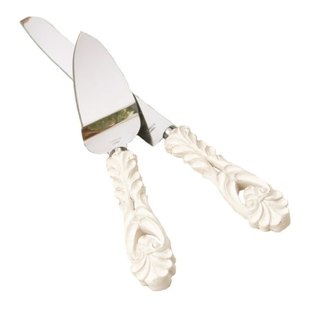 

Fashioncraft Baroque Design Antique Ivory Cake Server And Cake Knife Set Ivory