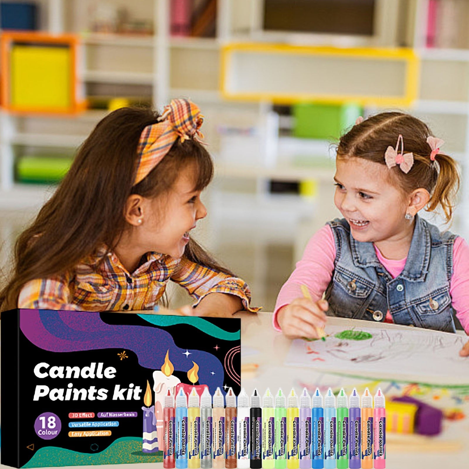 Candle Paints Kit Candle Painting For Kids DIY Craft Art Washable With Outliner Pen Create Your Own Stained Glass Window(270ml)