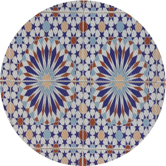 Ahgly Company Machine Washable Indoor Round Transitional Purple Haze Purple Area Rugs, 5' Round