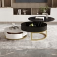 thumbnail image 5 of Magic Home Modern Round Lift-Top Coffee Table Nesting Sofa Table 360 Degree Rotation Space-Saving Multiple Purpose Black White 2 Colors Available, 5 of 11