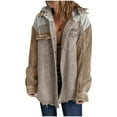 thumbnail image 2 of Ftwytp Corduroy Jacket Hoody College Soft Jacket for Women Long Sleeve 2025 Nice Drawstrin Coat Courderoy Fit Hoodies Vintage Color Block Coats, 2 of 7