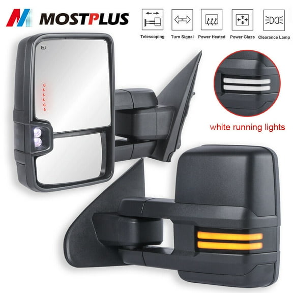 MOSTPLUS Pair Black Switchback Power Folding Tow Mirrors for 14-18 Silverado Sierra 1500
