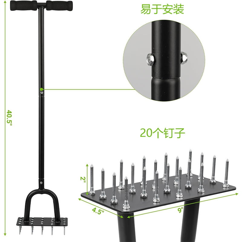 BN-LINK Manual Lawn Aerator,20 Spikes Lawn Aerator Tool,Efficient Grass Aerator for Yard, Garden, Lawn Aeration, Soil Loosening