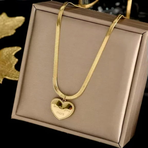HOOUN Women's Fashion Jewelry Gold Heart Love You More Pendant Necklace