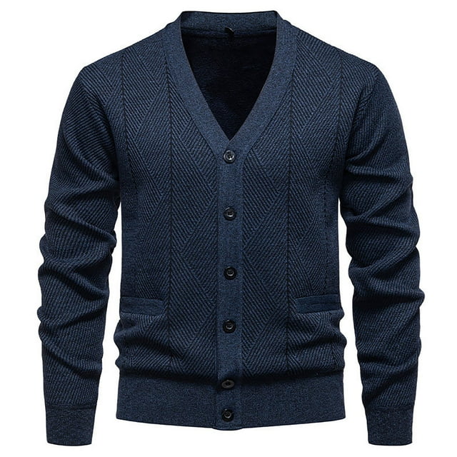 LOVZFMLL Men's Sweaters, Acrylic V-Neck Ribbd Cardigan, Fashion Casual Button Pocket Stretchy, Warm Winter Tops, Fall Clothes