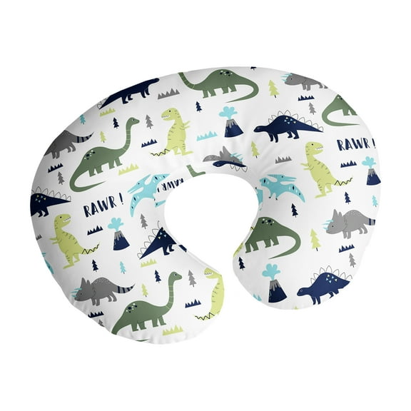 Sweet Jojo Designs Mod Dinosaur Blue Green and Grey Nursing Pillow Cover Case (Pillow Not Included) (Pillow NOT Included)