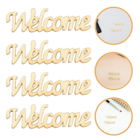 FRCOLOR 60 Pcs Unfinished Wooden Sign Welcome Cutouts for DIY Projects Beige