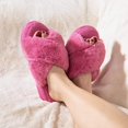 thumbnail image 2 of ULTRAIDEAS Women's Cross Band Fuzzy Fluffy House Shoes, Open Toe Slide Bedroom Slippers, 2 of 6