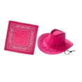 thumbnail image 2 of Sombrero de vaquero de ala ancha con bandana, accesorios para el sol, sombreros de vaquera para adultos Rosa oscuro, 2 of 9