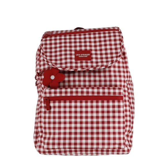 Levi Strauss Signature 17"  Women's Adult Gingham Top Loader Backpack, Chili Pepper
