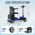 thumbnail image 5 of REARFIT Foldable 4 Wheels Mobility Scooter for Seniors, Electric Wheelchair with Detachable Battery, Dual Baskets, Cup & Phone Holder, 330lbs, Blue, 5 of 12