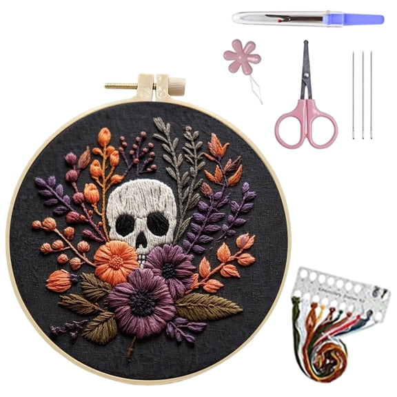 Complete DIY Halloween Embroidery Craft Kit Full Material Hand Sewing Art Supply Set