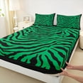 thumbnail image 3 of Feelyou Green Zebra Print Twin Sheet Sets for Kids, Modern Fashion Stripes Twin Fitted Sheet, Cartoon Wildlife Flat Sheet, Lightweight Room Decor, 3 Pieces, 3 of 7