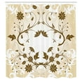 thumbnail image 3 of Ambesonne Floral Shower Curtain, Swirled Petals Leaves, 69"Wx84"L, Cream Redwood White, 3 of 5
