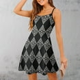thumbnail image 3 of Diamond Pattern Black Background Sweet Elegant Slip Dress Women Korean Kawaii Dress, 3 of 6
