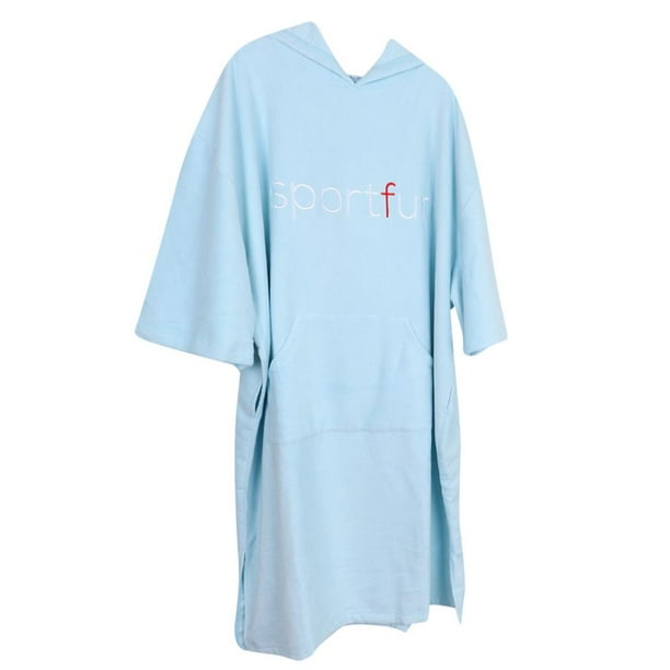 Traje de surf Traje de baño Traje de baño Cambiador Poncho de playa con capucha Microfibra Azul claro