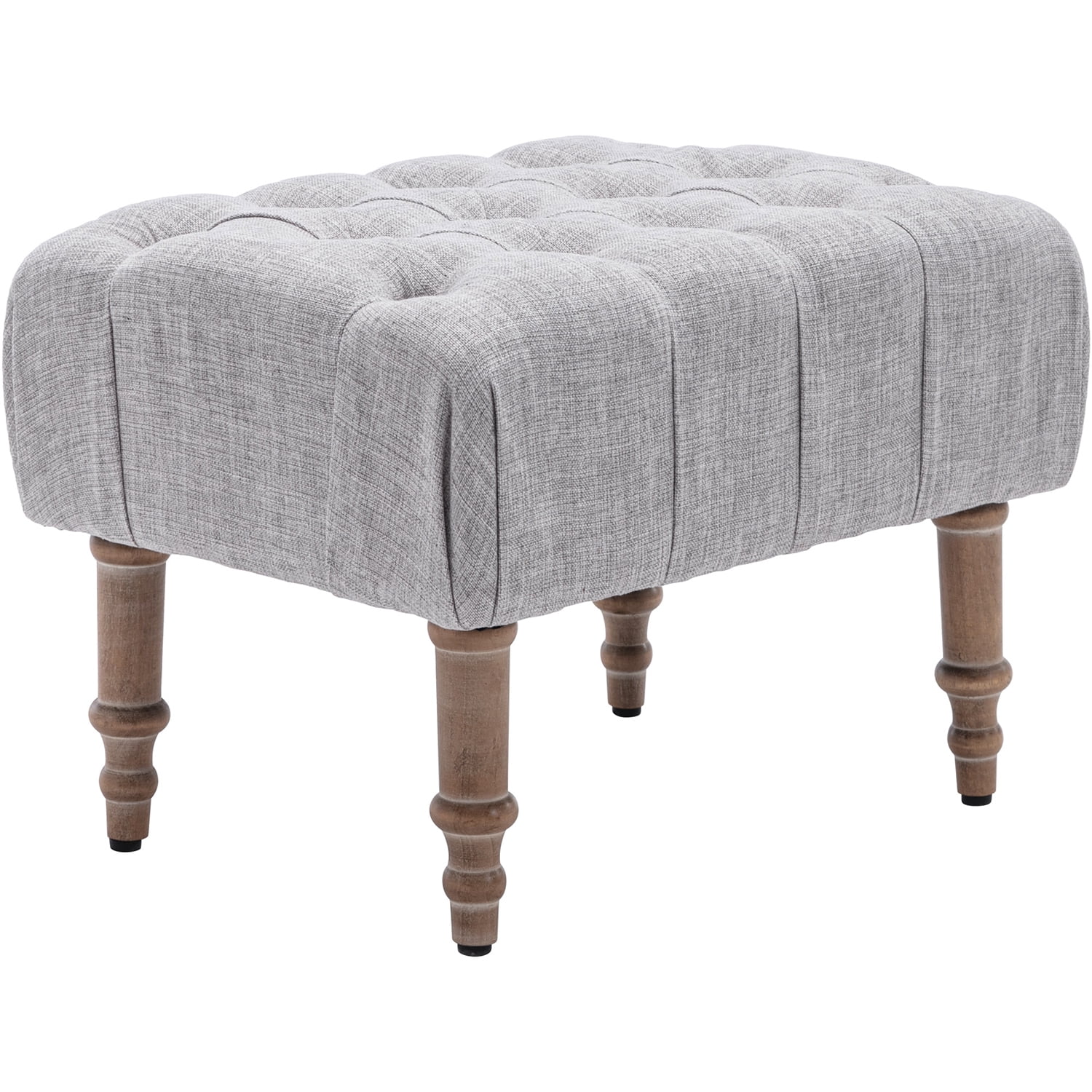 Kadyn Arm Chair for Bedroom, Mid Century Accent Chair with Linen Fabric and Ottoman, Button-Tufted Upholstered Chair Set, Gray