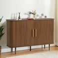 thumbnail image 5 of Magic Union 47" Sideboard Buffer Cabinet with Fluted Slide Doors, Tambour Storage Cabinet with Adjustable Shelves, Credenza Console Mid Century Cabinet for Bedroom Living Room Hallway Entryway, 5 of 9