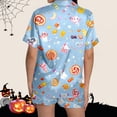 thumbnail image 6 of CONZONE Halloween Womens Pajamas Set Printed Short Sleeve Button Down Tops and Shorts Hallowmas Sleepwear Cozy 2 Piece Pjs Set for Women, 6 of 7