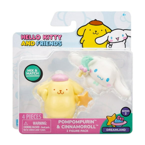 Hello Kitty & Friends - Lot de 2 figurines: Cinnamoroll & Pompompurin