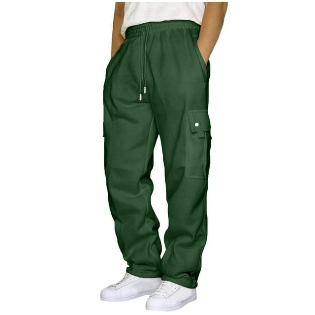 DEELLEEO Mens Sweatpants Drawstring Elastic Waist Solid Color Pocket Sports Pants