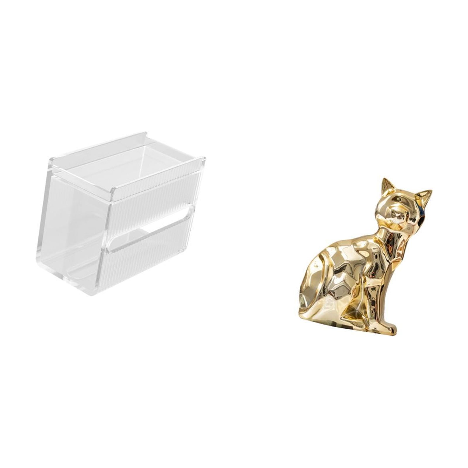Fiocias Acrylic Cat Toilet Paper Storage Box Modern Animal Sculpture Paper Towel Dispenser Wall Mounted Tissue Holder Decorative Figurine Ornament for Firepla