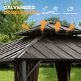 thumbnail image 4 of HAPPATIO 12'x12' Outdoor Gazebo with Hardtop Roof, Double Galvanized Steel Roof Canopy with Aluminum Frame, Curtains and Netting for Patio, Backyard, Deck, Lawn, Easy Assembly (Brown), 4 of 8