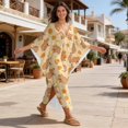 thumbnail image 4 of Xixirimido Capybaras Oranges Beige Print Kaftan Dress for Women, Plus Size Hawaiian Batwing Sleeve Beach Cover Up V-Neck Summer Swimsuit Dresses, 4 of 7