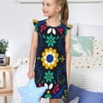 thumbnail image 4 of Fotbe Colorful Mexican Flower Vestido de Dormir para Niñas de 3 a 10 Años, Mangas Cortas, Estilo Princesa, Pijama Camisón con Mangas Voladas-XX-Large, 4 of 6