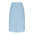 thumbnail image 3 of Hvyesh Midi Skirts for Women Casual High Elastic Waist Button Pleated Skirts A Line Midi Skirt with Pockets, 3 of 6