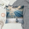 thumbnail image 2 of Orinice Sailboat Ocean Sunbeams Graphic Decorative Cushion Throw Pillow Cover for Home Couch Living Room Bed Sofa Summer Square 1PC 18x18in, 2 of 5