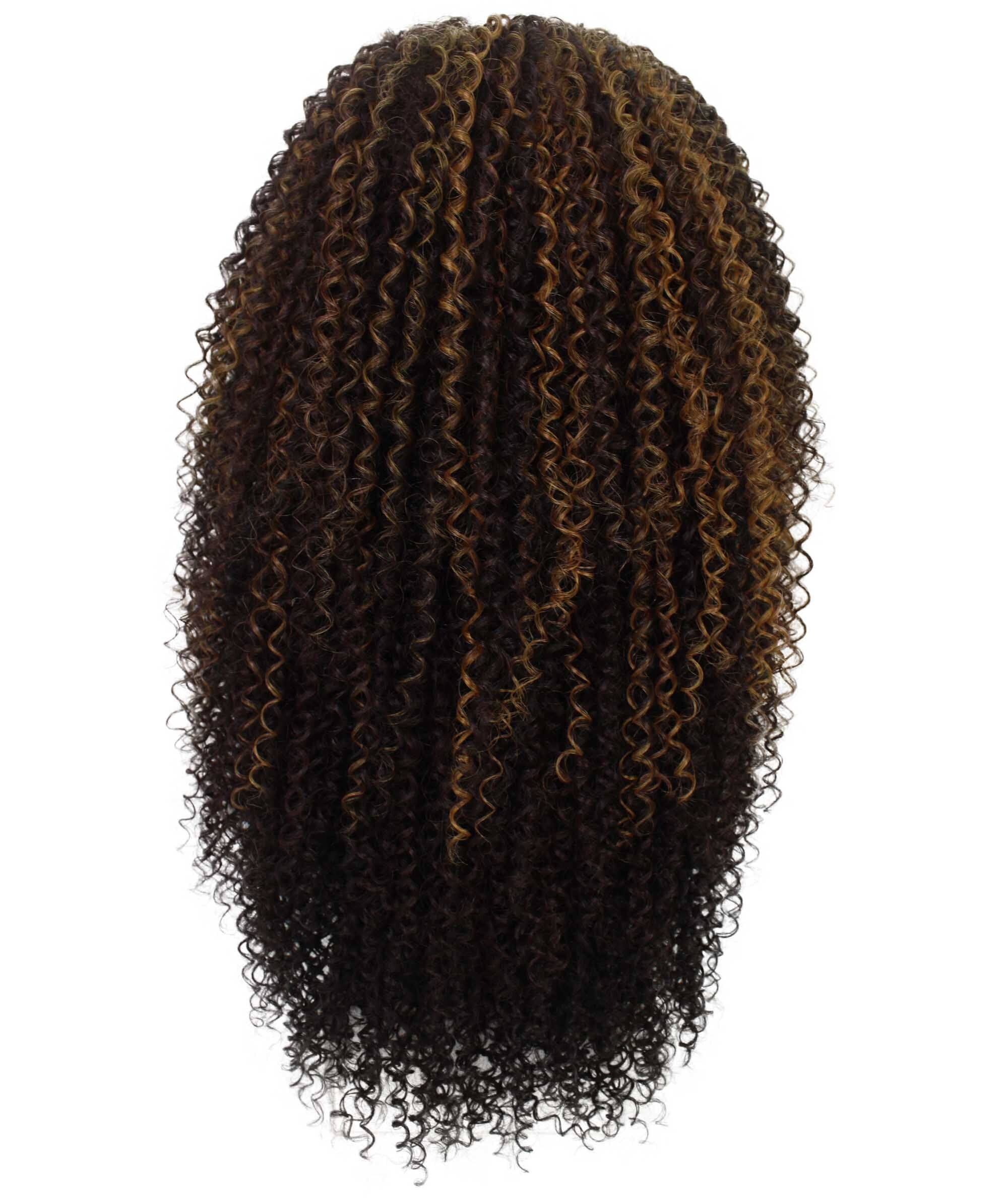LUXLUXE Serenity Curly Ringlet 22 in Long Lace Front Wig, Heat Resistant Fibers, Medium Brown Color